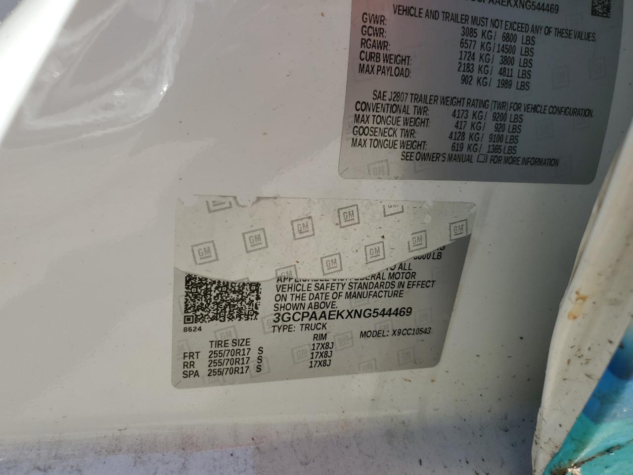 2022 Chevrolet Silverado C1500 VIN: 3GCPAAEKXNG544469 Lot: 60318094