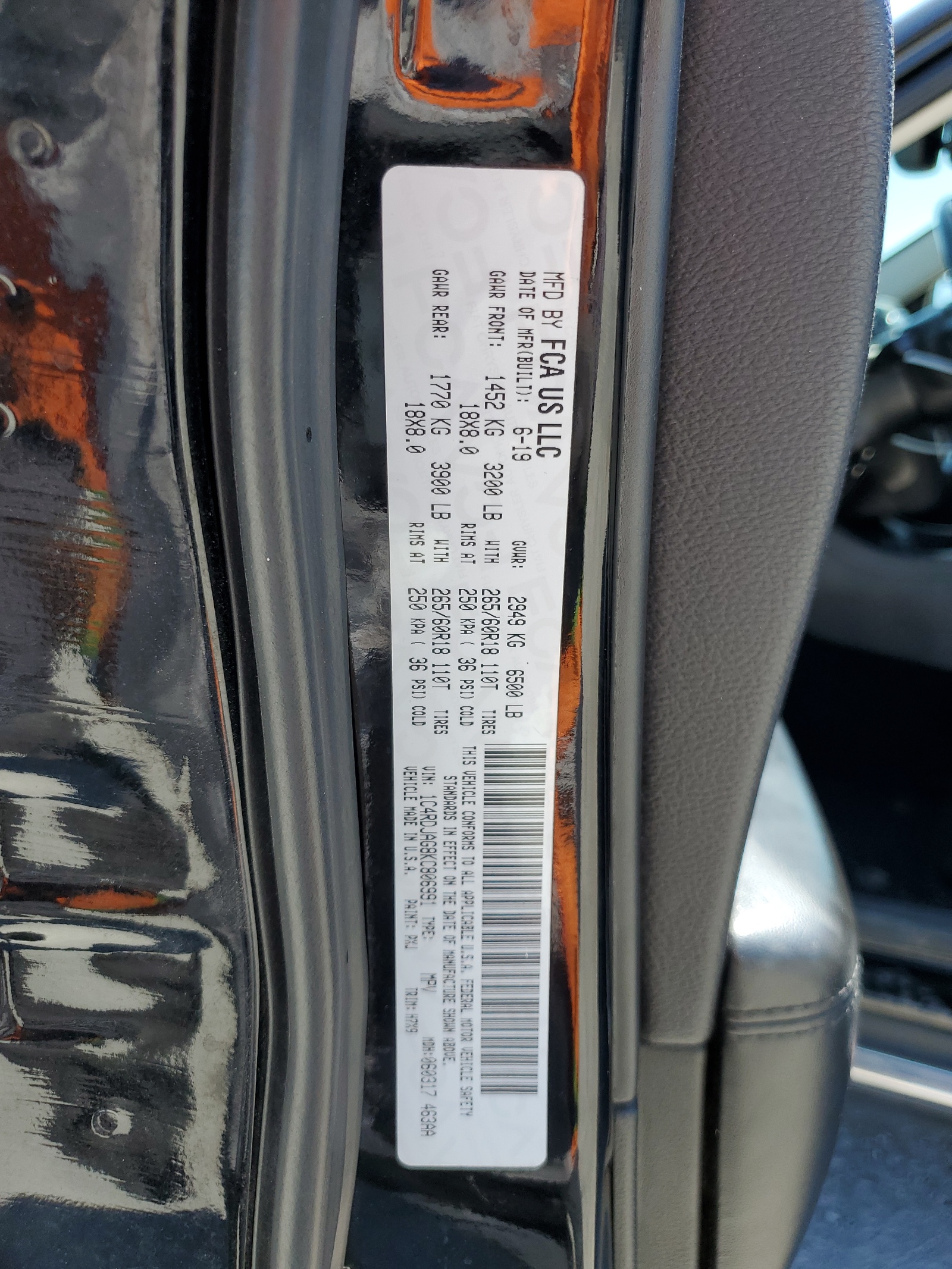 1C4RDJAG8KC806991 2019 Dodge Durango Sxt