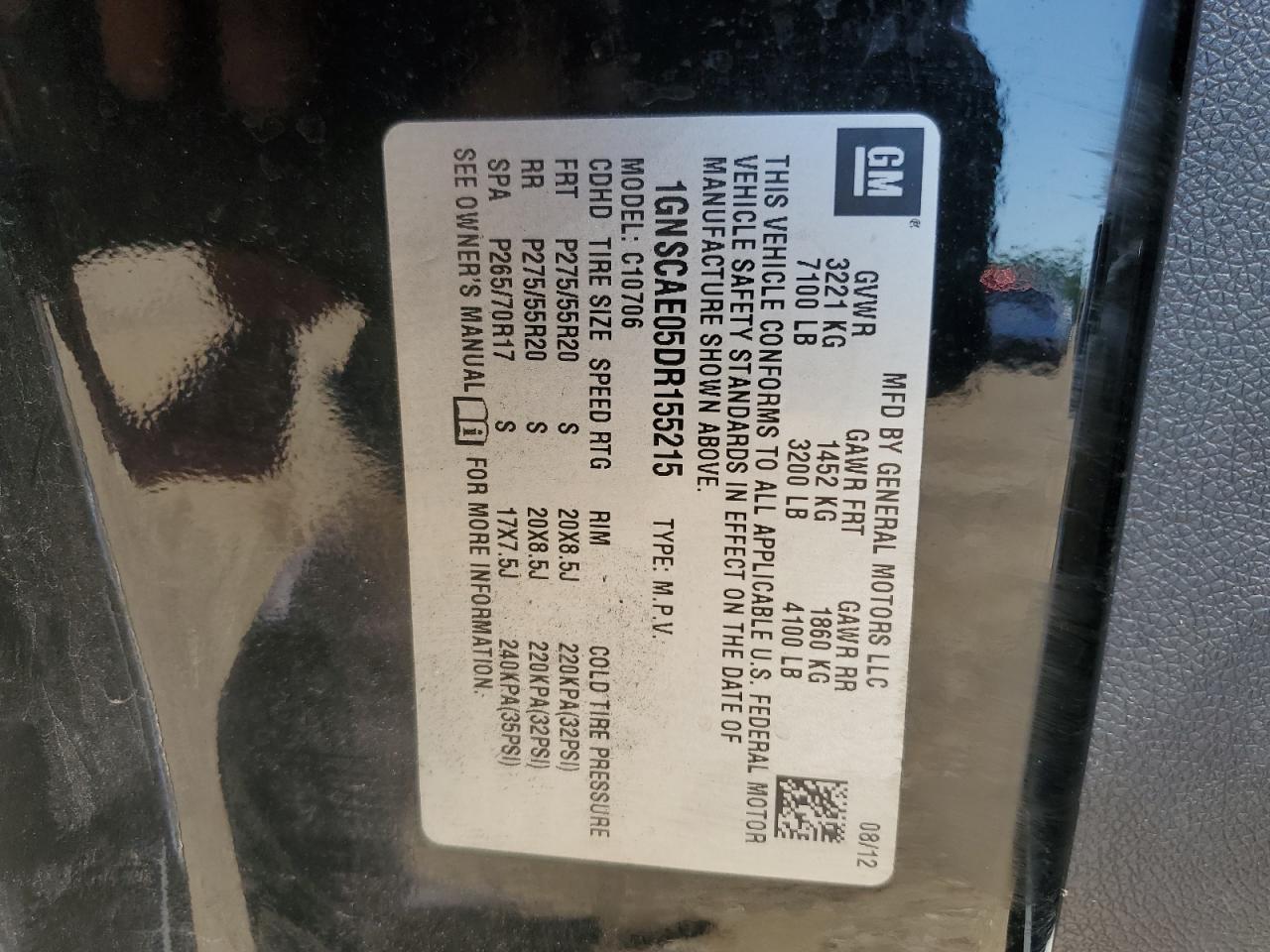 2013 Chevrolet Tahoe C1500 Ls VIN: 1GNSCAE05DR155215 Lot: 59012074