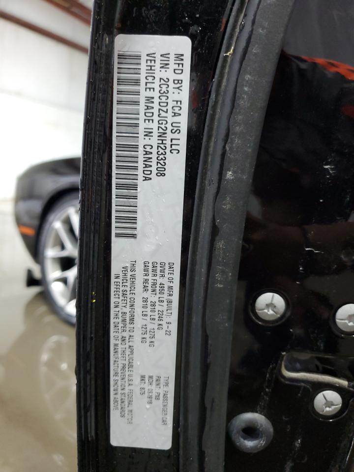 2022 Dodge Challenger Gt VIN: 2C3CDZJG2NH233208 Lot: 58866884