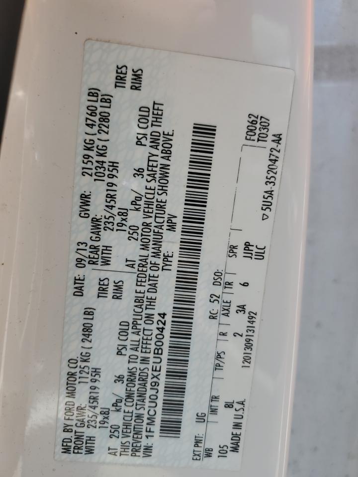 2014 Ford Escape Titanium VIN: 1FMCU0J9XEUB00424 Lot: 60621854