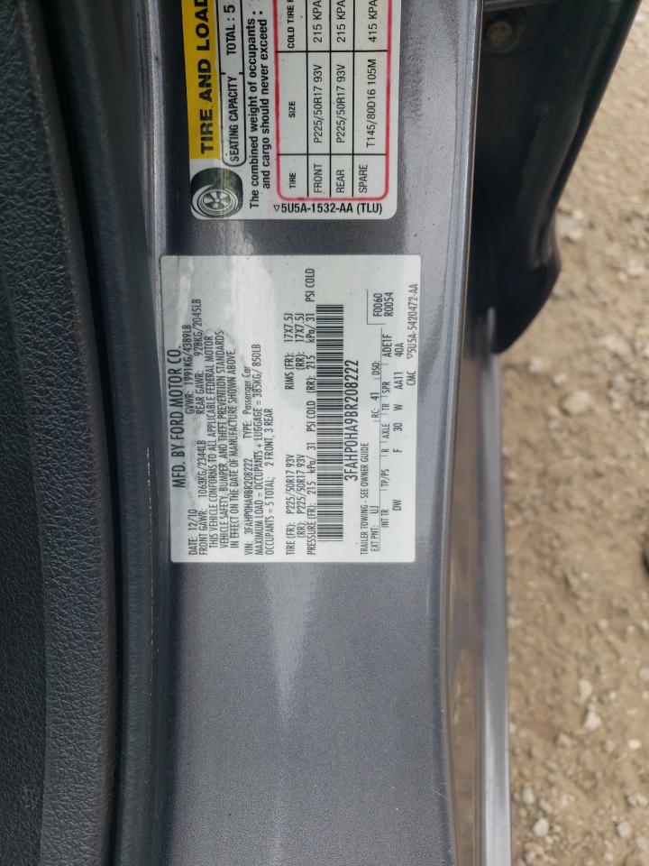 2011 Ford Fusion Se VIN: 3FAHP0HA9BR208222 Lot: 59776694