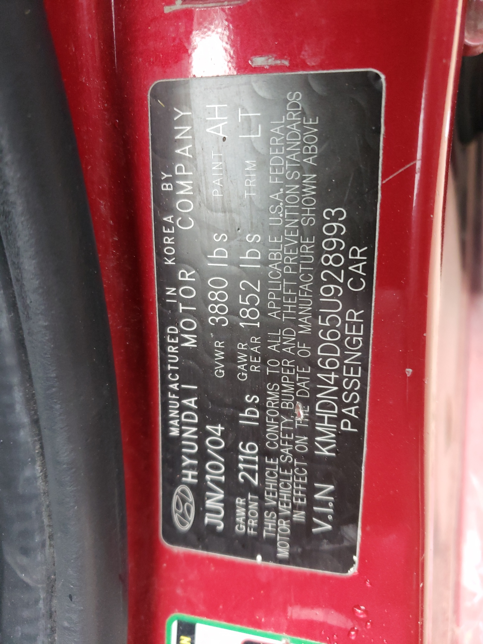 KMHDN46D65U928993 2005 Hyundai Elantra Gls