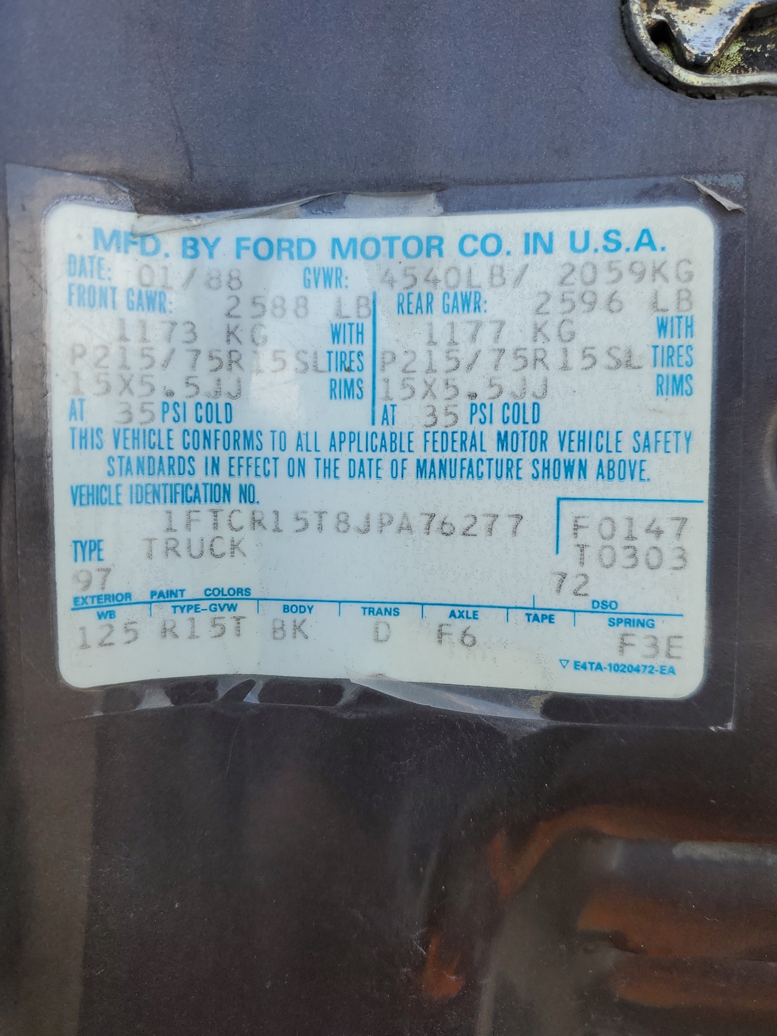 1FTCR15T8JPA76277 1988 Ford Ranger Super Cab