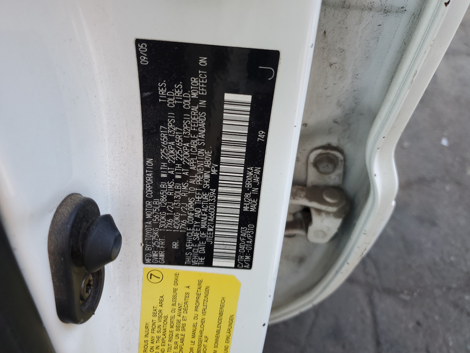 JTEEW21A660013394 2006 Toyota Highlander Hybrid