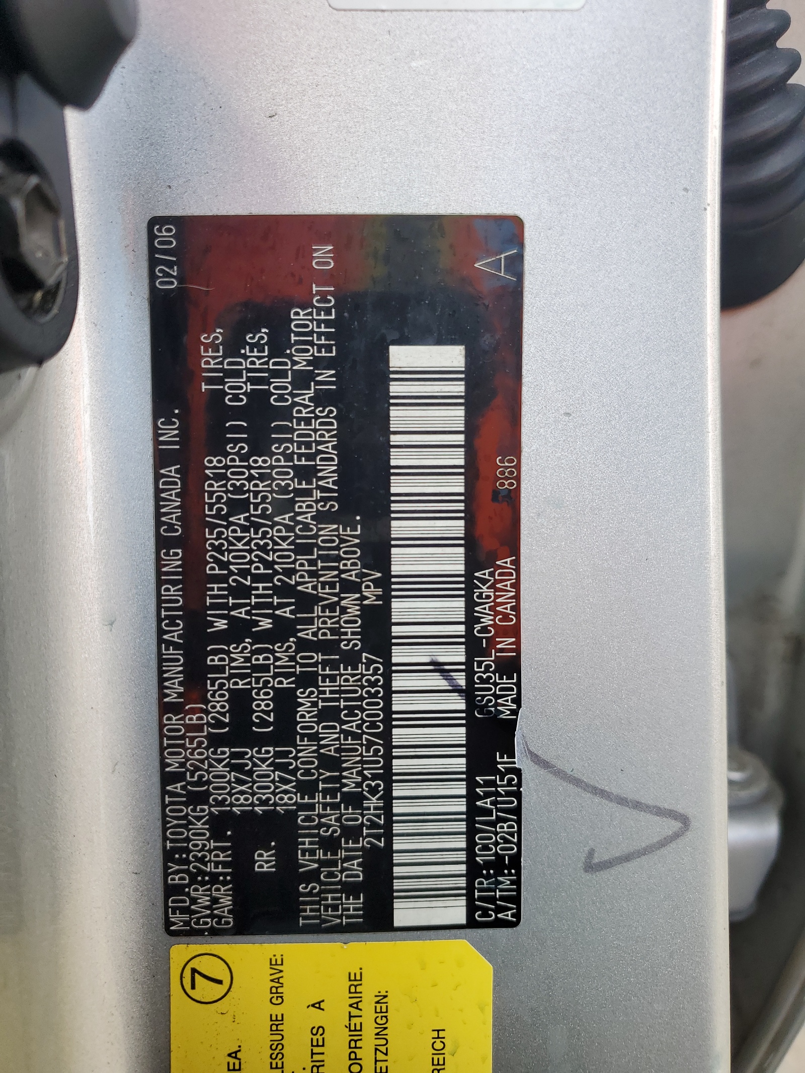 2T2HK31U57C003357 2007 Lexus Rx 350