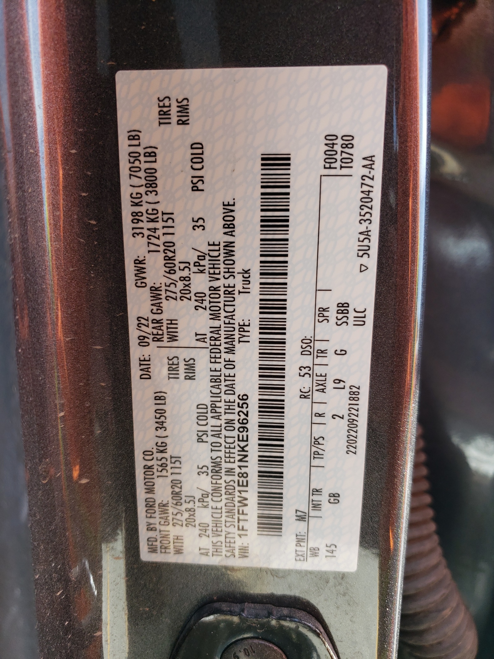 1FTFW1E81NKE96256 2022 Ford F150 Supercrew