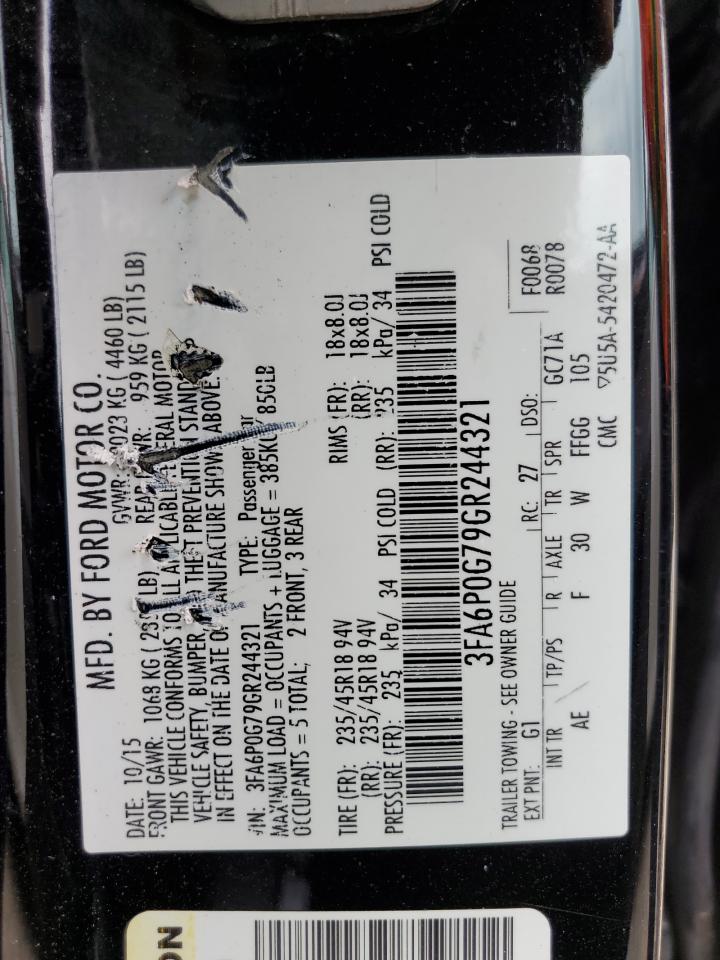 3FA6P0G79GR244321 2016 Ford Fusion S