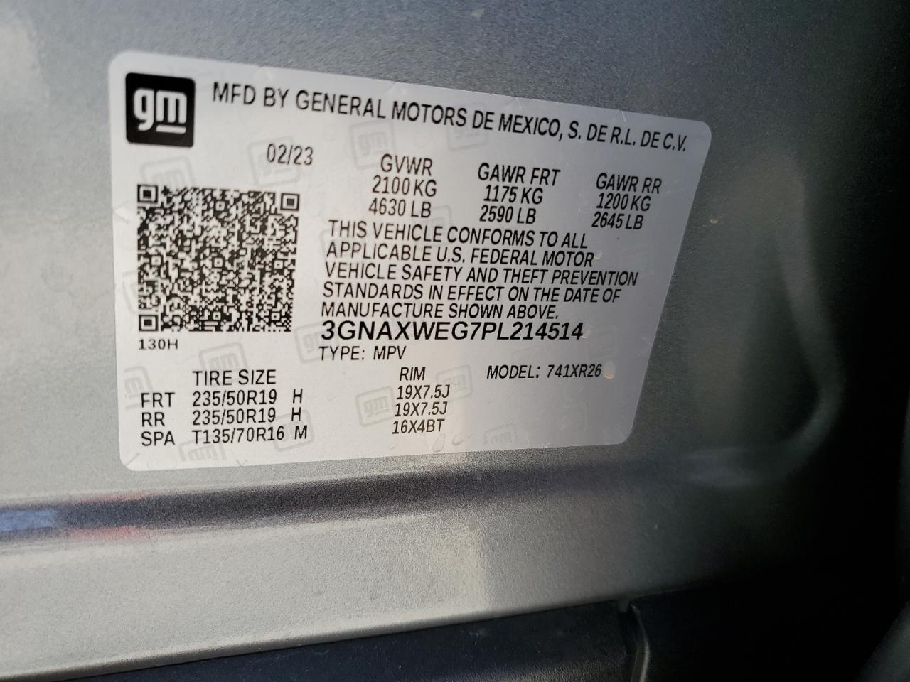 3GNAXWEG7PL214514 2023 CHEVROLET EQUINOX - Image 13