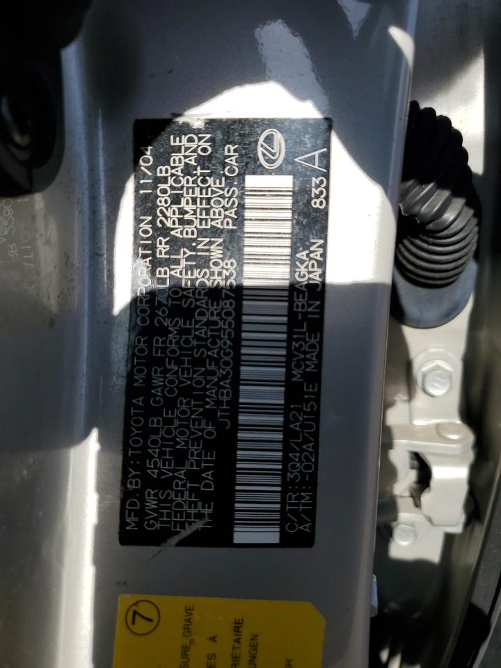 2005 Lexus Es 330 VIN: JTHBA30G955087538 Lot: 59699154