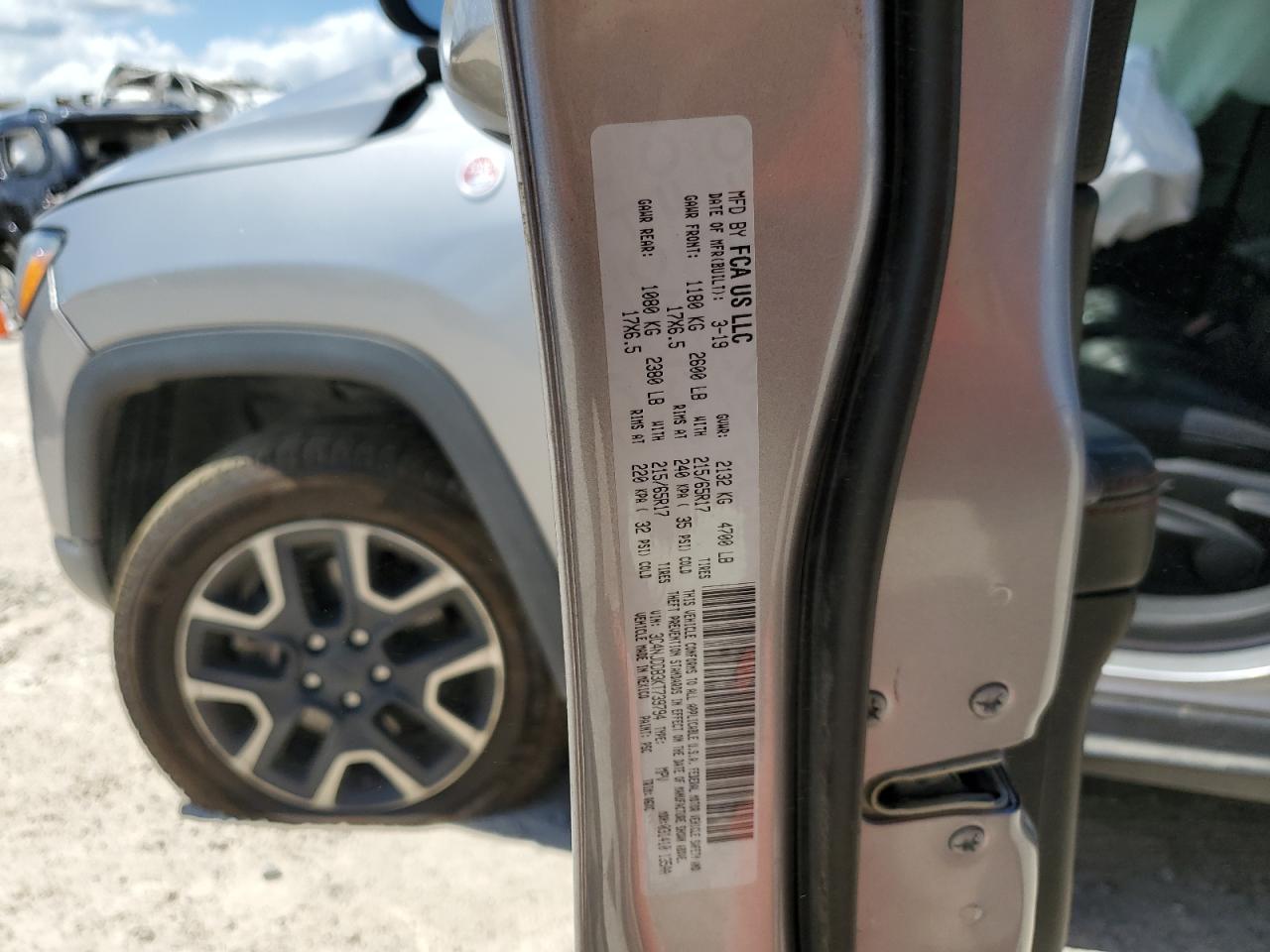 2019 Jeep Compass Trailhawk VIN: 3C4NJDDB3KT739794 Lot: 60644434