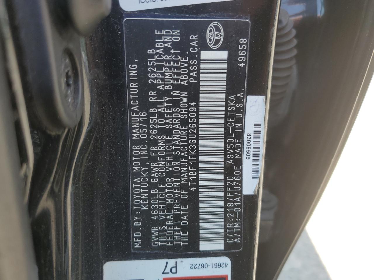 4T1BF1FK3GU265094 2016 Toyota Camry Le