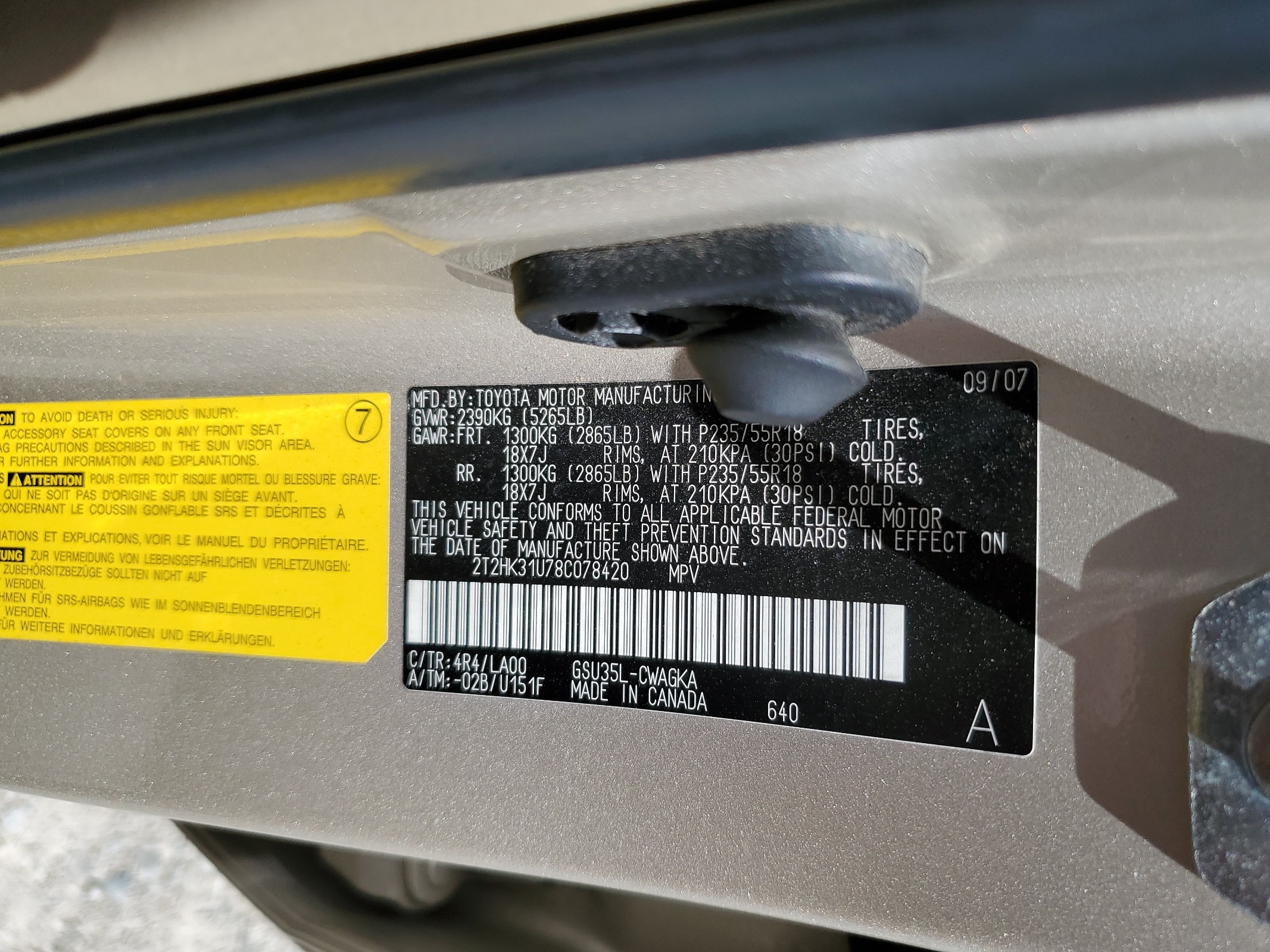 2T2HK31U78C078420 2008 Lexus Rx 350