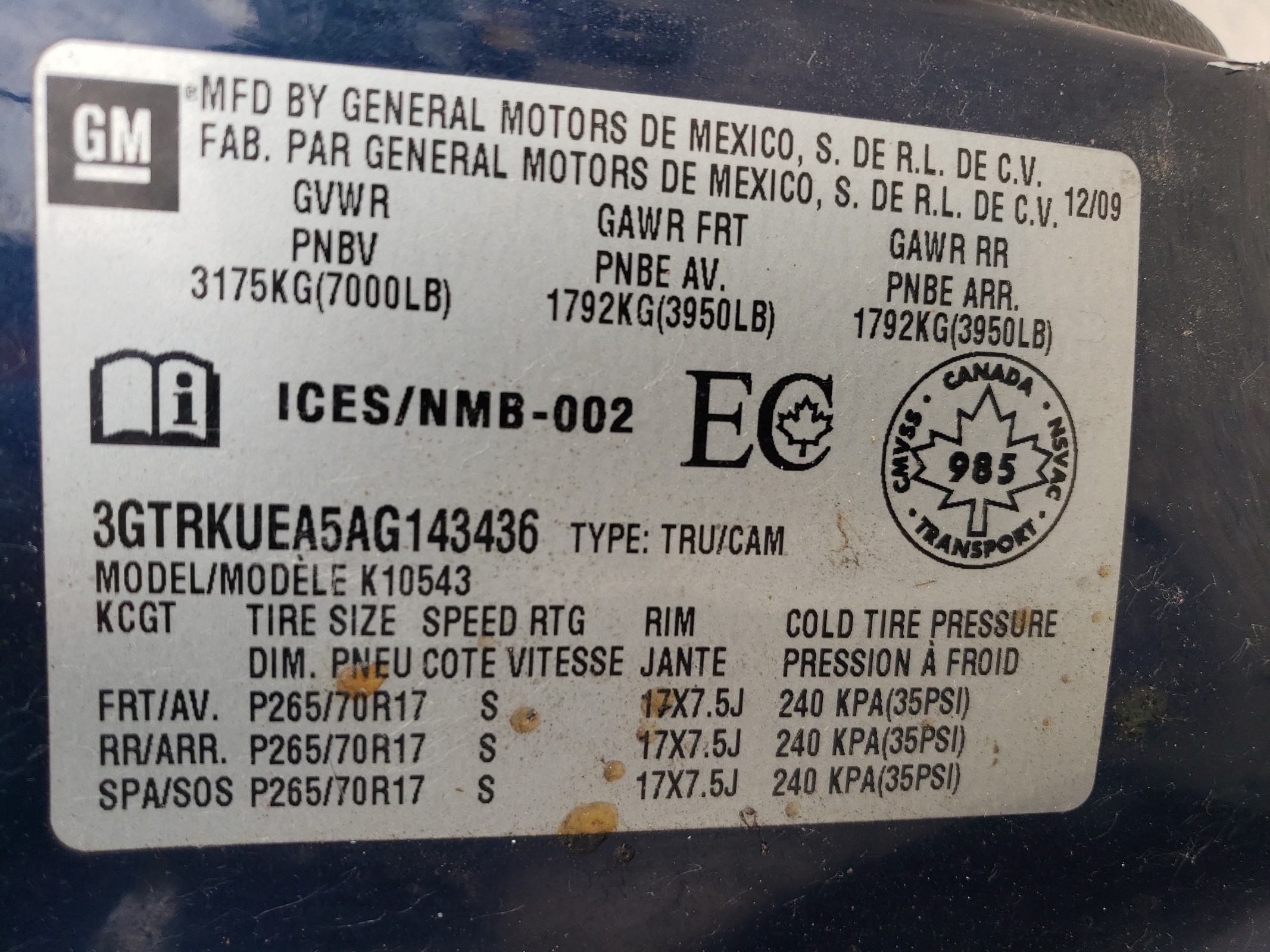 3GTRKUEA5AG143436 2010 GMC Sierra K1500 Sl