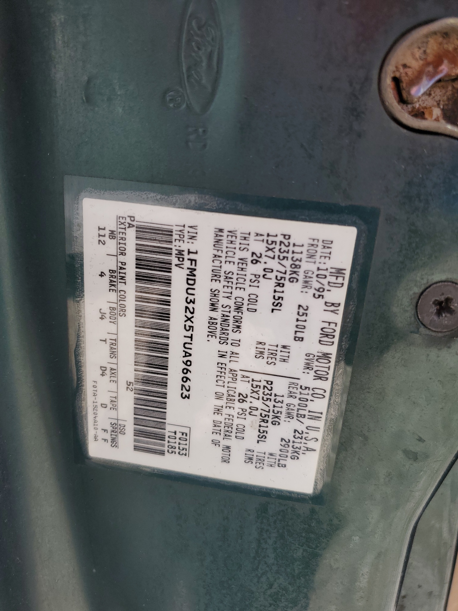 1FMDU32X5TUA96623 1996 Ford Explorer