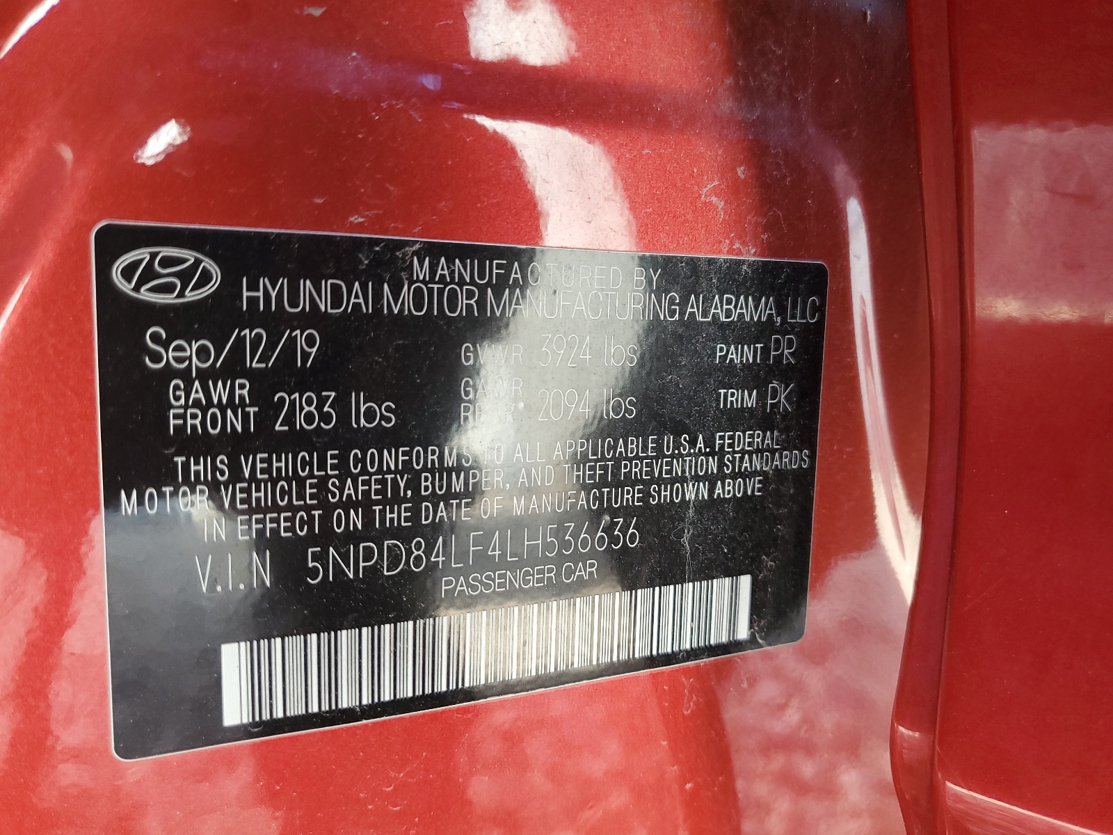 5NPD84LF4LH536636 2020 Hyundai Elantra Sel