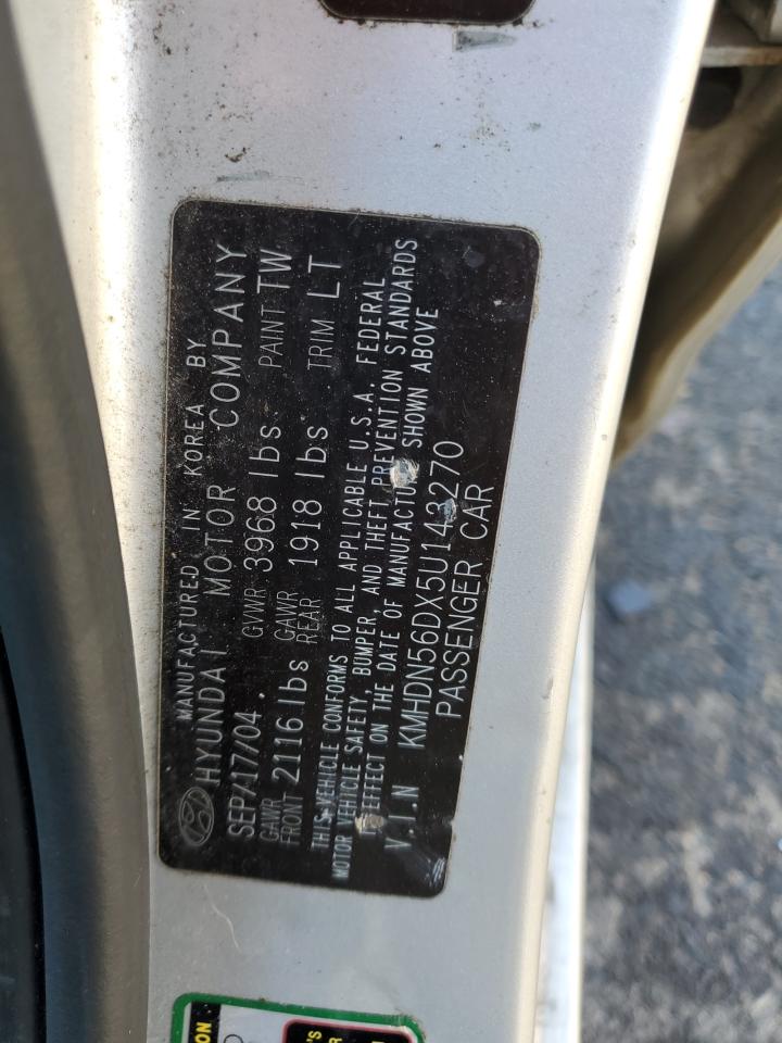 2005 Hyundai Elantra Gls VIN: KMHDN56DX5U143270 Lot: 59492734