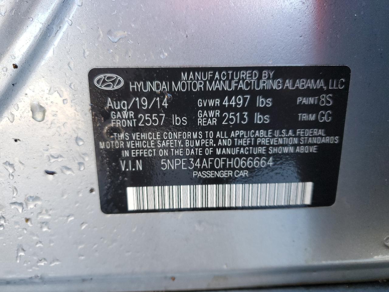 2015 Hyundai Sonata Sport VIN: 5NPE34AF0FH066664 Lot: 59071804