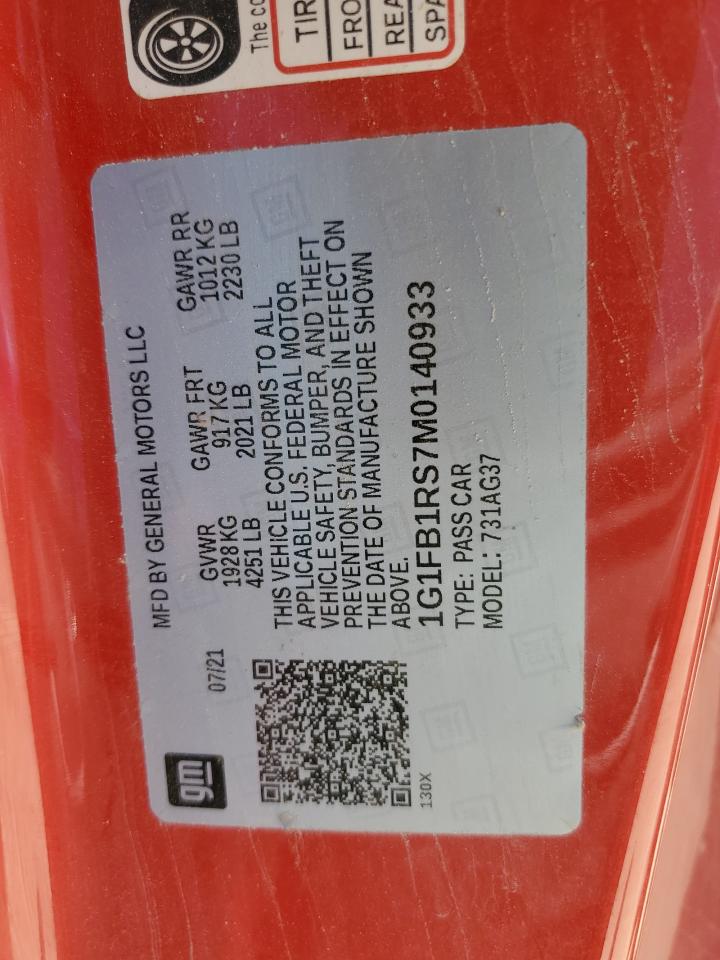2021 Chevrolet Camaro Ls VIN: 1G1FB1RS7M0140933 Lot: 59577054