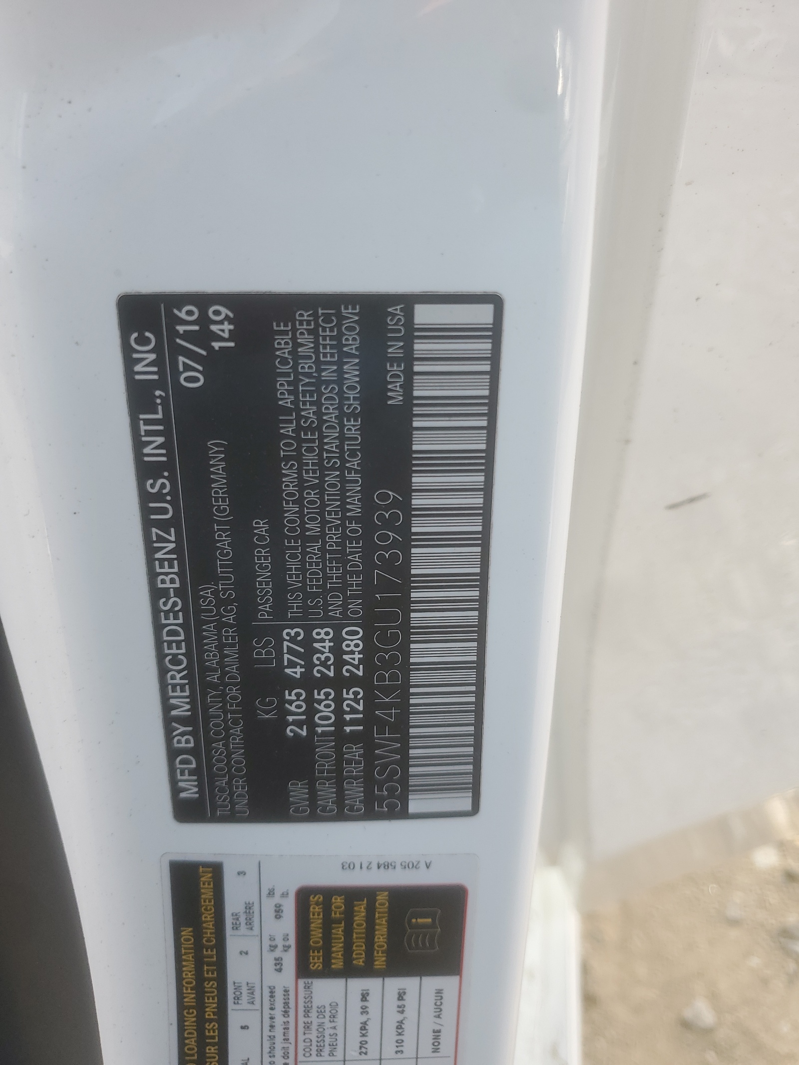 55SWF4KB3GU173939 2016 Mercedes-Benz C 300 4Matic