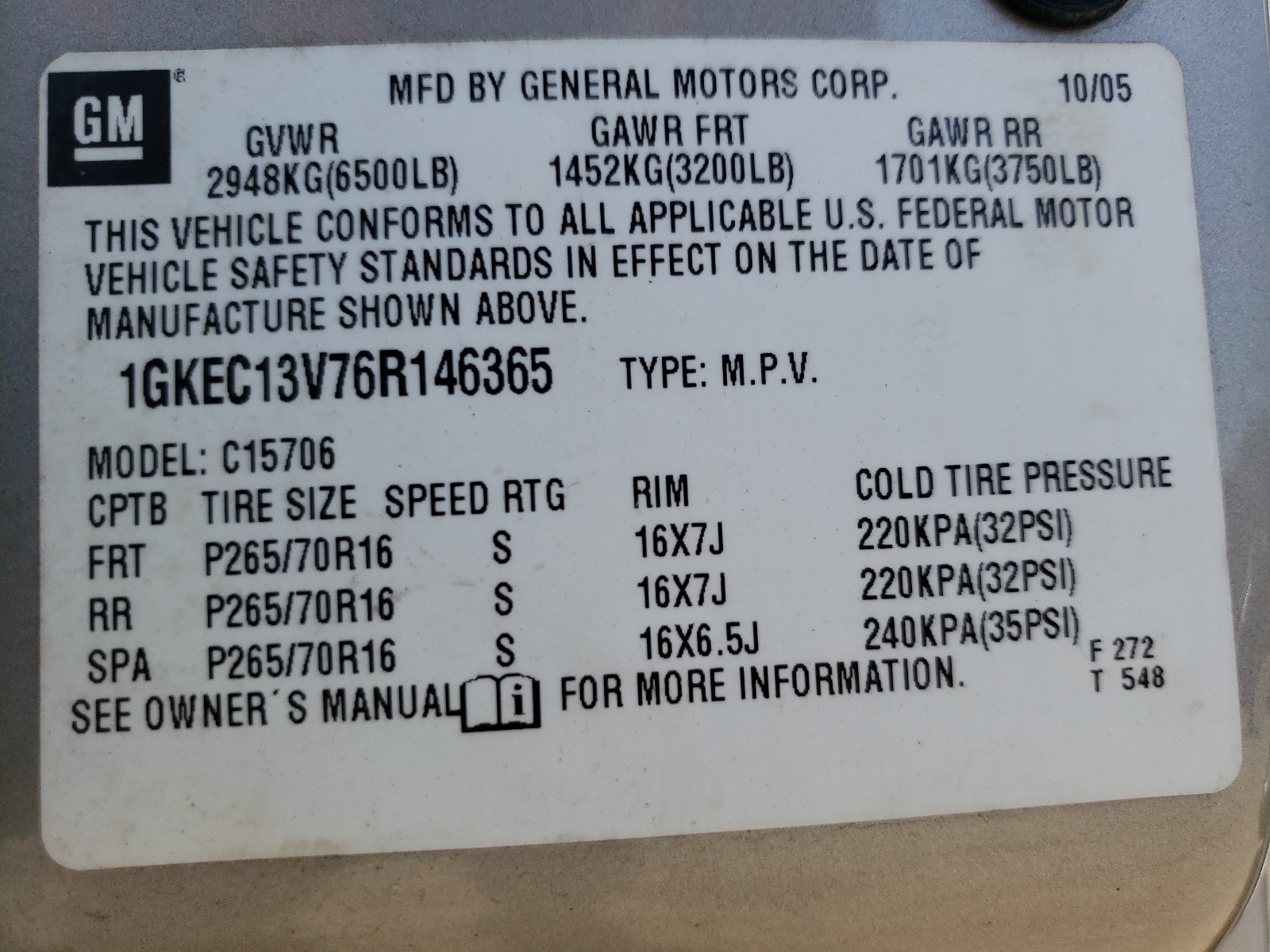 1GKEC13V76R146365 2006 GMC Yukon