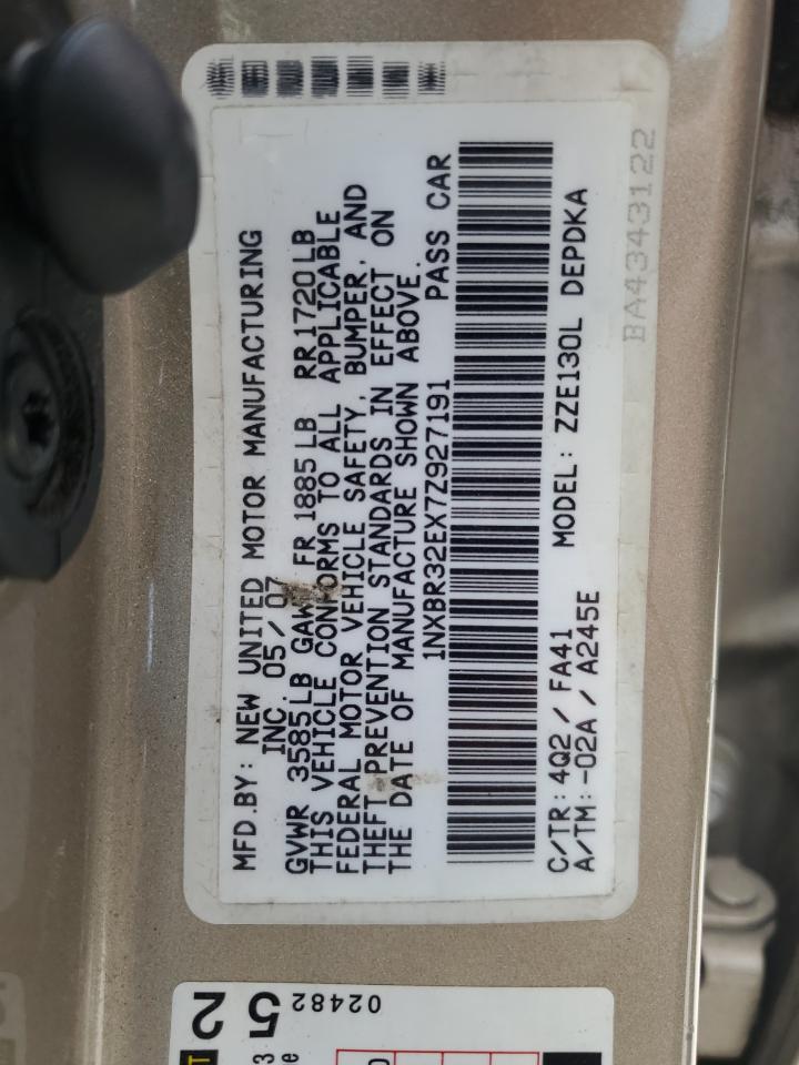 1NXBR32EX7Z927191 2007 Toyota Corolla Ce