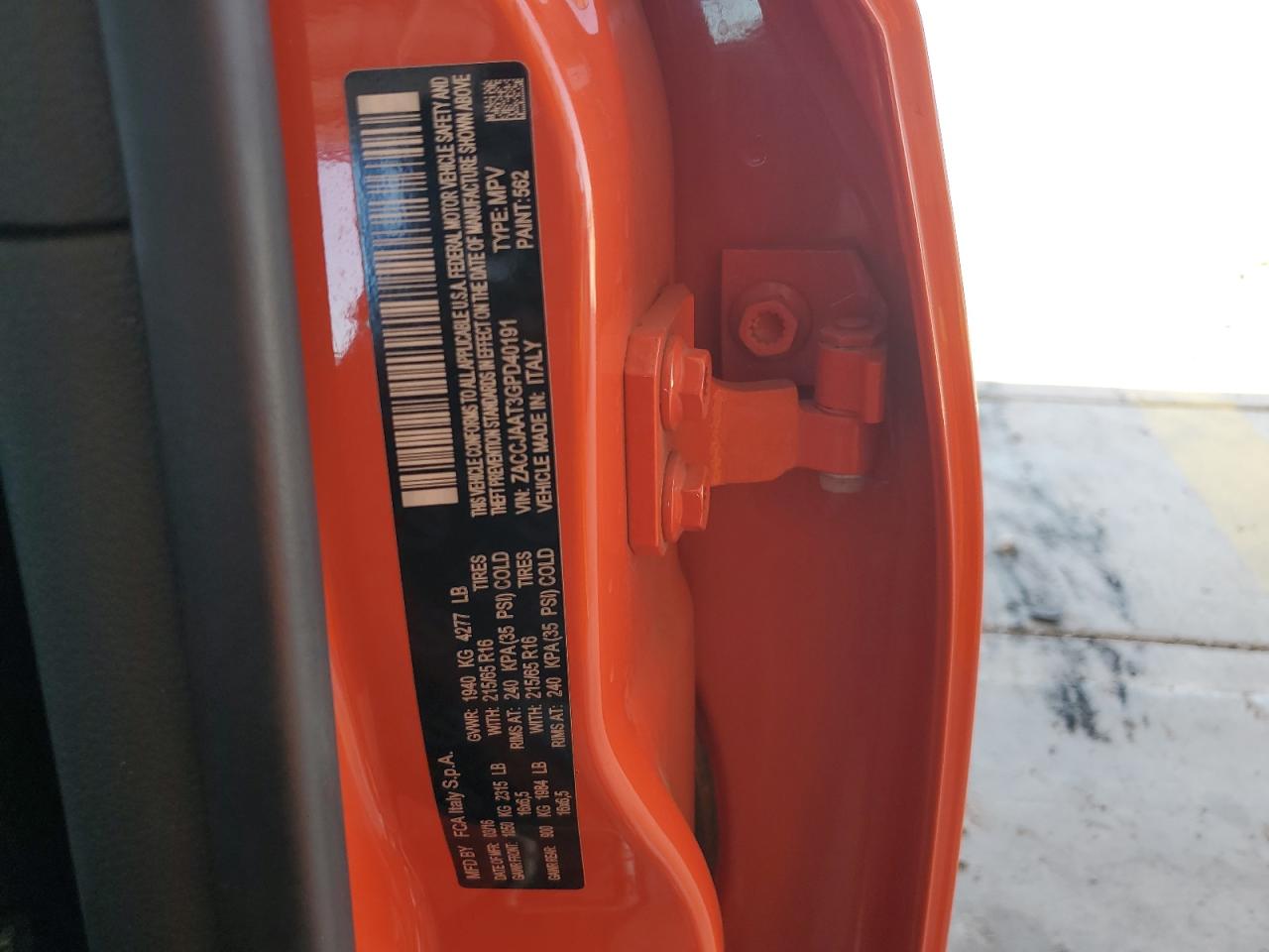 2016 Jeep Renegade Sport VIN: ZACCJAAT3GPD40191 Lot: 60867814