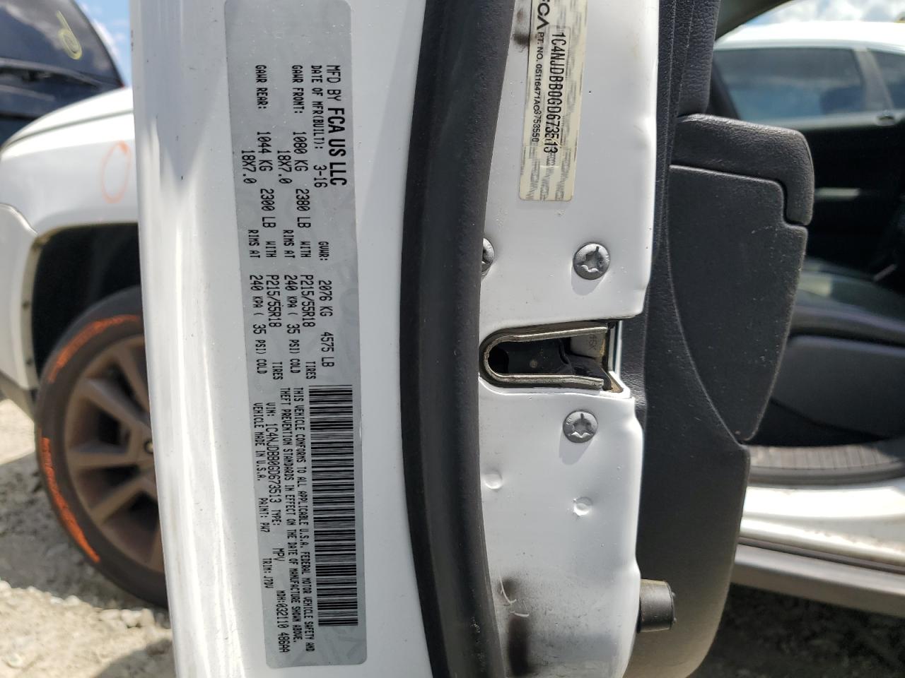 2016 Jeep Compass Sport VIN: 1C4NJDBB0GD673513 Lot: 58208584