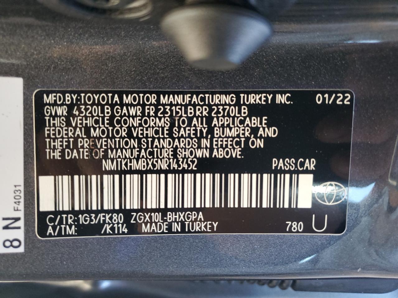 NMTKHMBX5NR143452 2022 Toyota C-Hr Xle