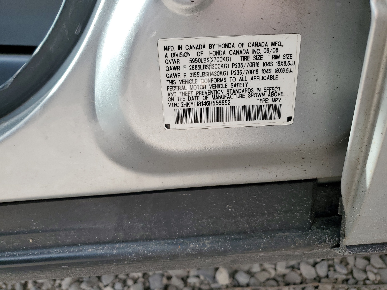 2HKYF18146H556652 2006 Honda Pilot Lx