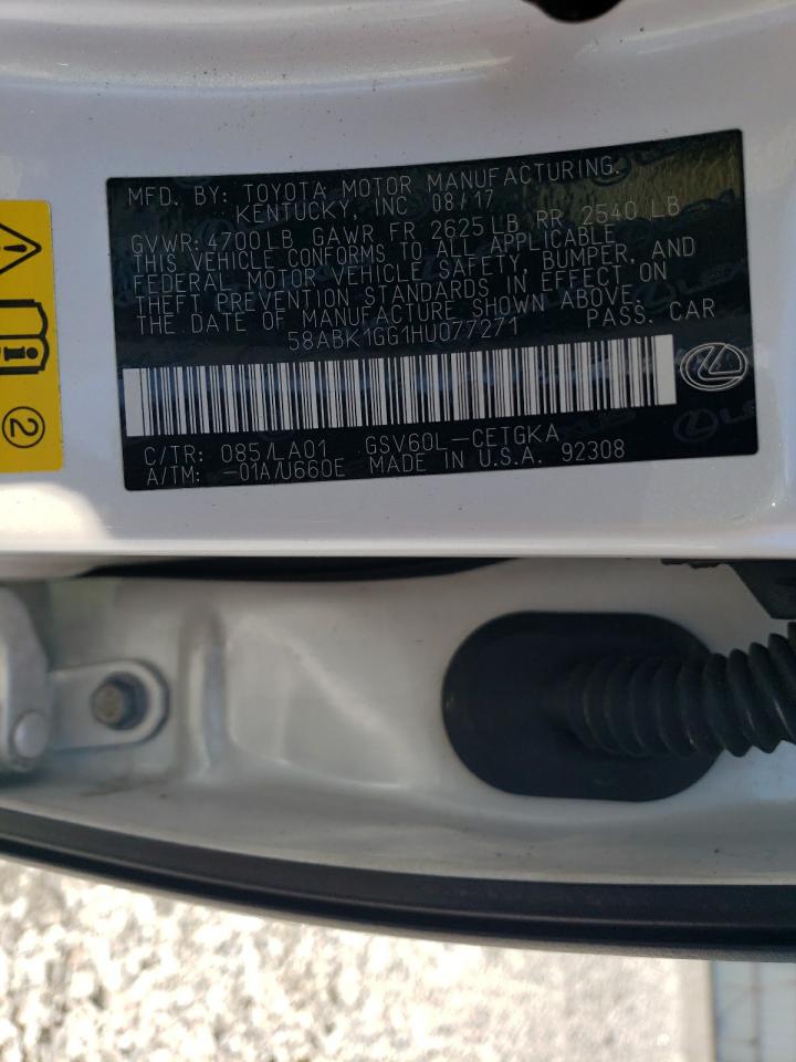 2017 Lexus Es 350 VIN: 58ABK1GG1HU077271 Lot: 60940254