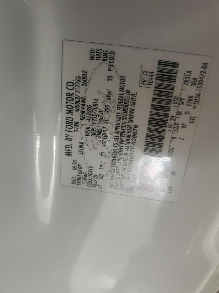 2007 Ford Ranger Super Cab VIN: 1FTYR14U17PA39676 Lot: 59153084