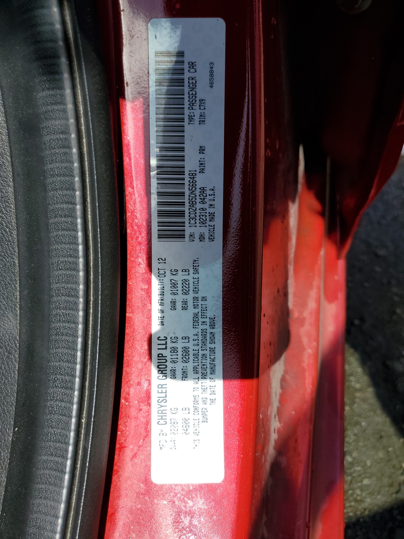 1C3CDZAB5DN566481 2013 Dodge Avenger Se