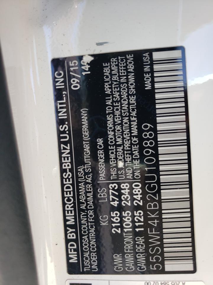 2016 Mercedes-Benz C 300 4Matic VIN: 55SWF4KB2GU109889 Lot: 59156024