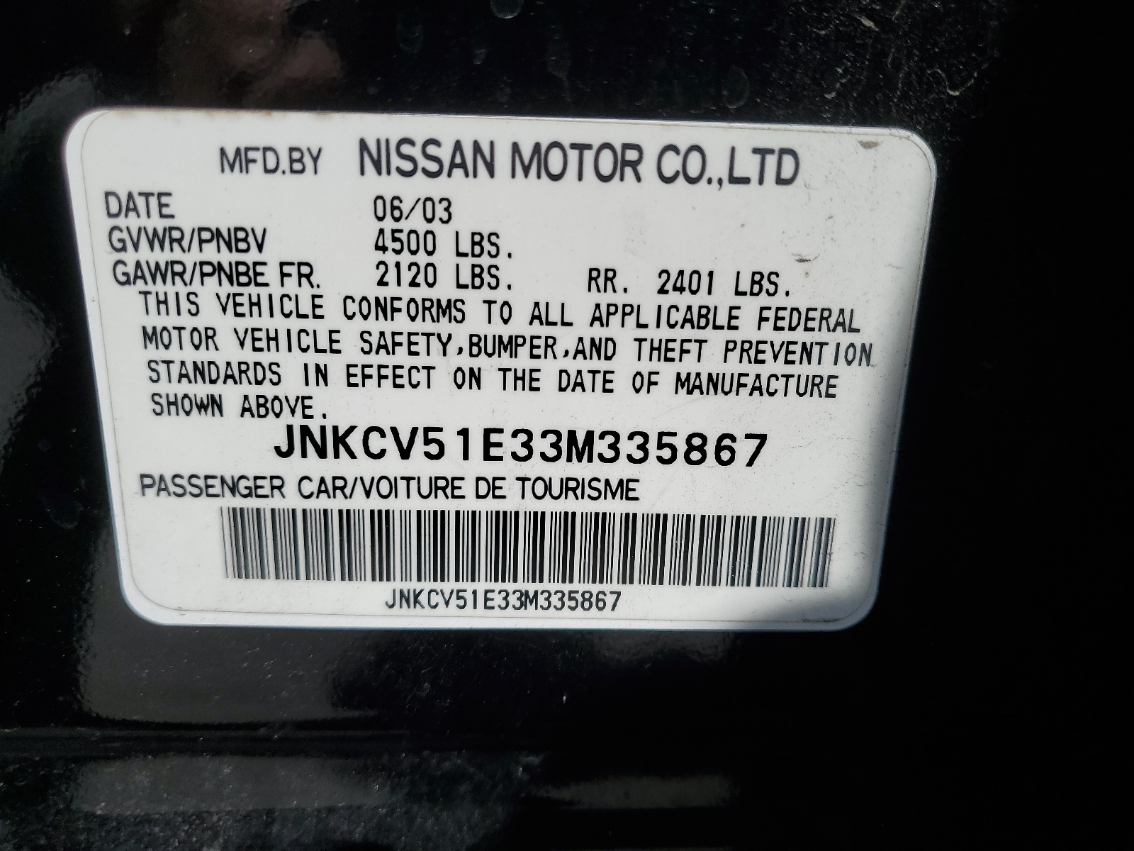 JNKCV51E33M335867 2003 Infiniti G35