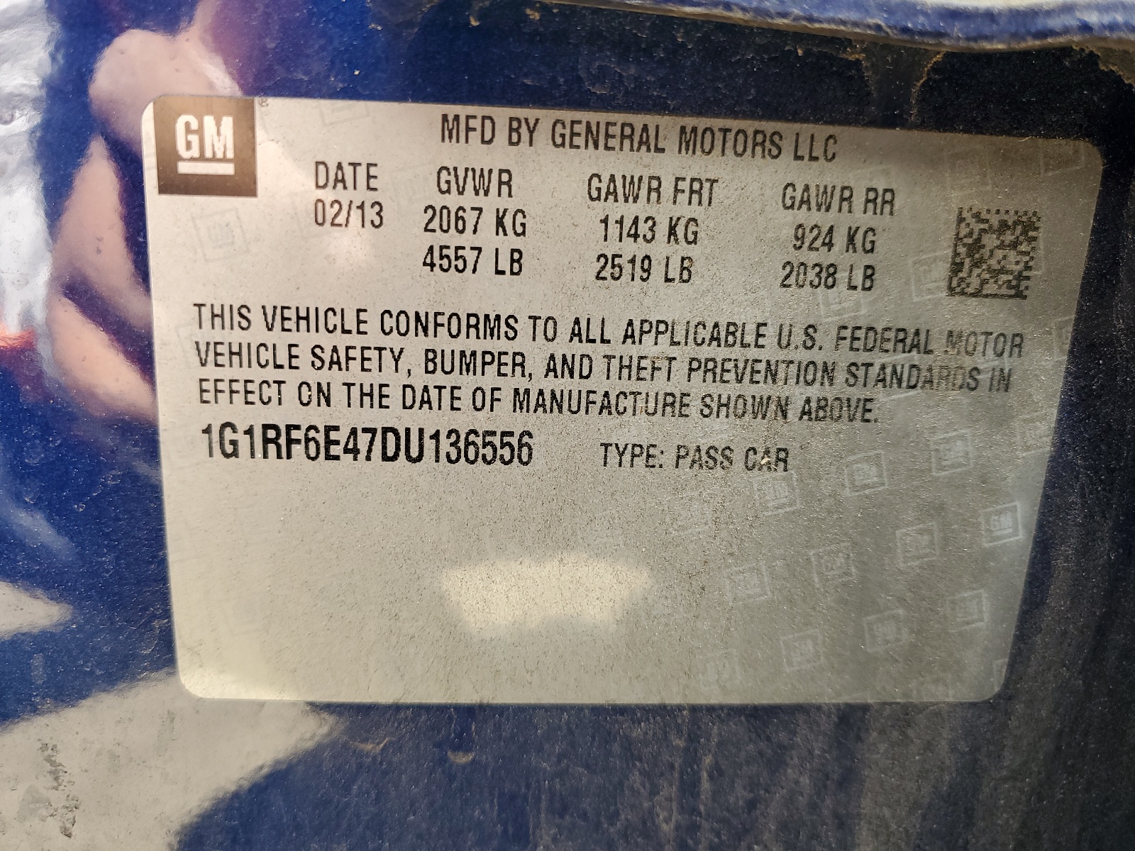 1G1RF6E47DU136556 2013 Chevrolet Volt