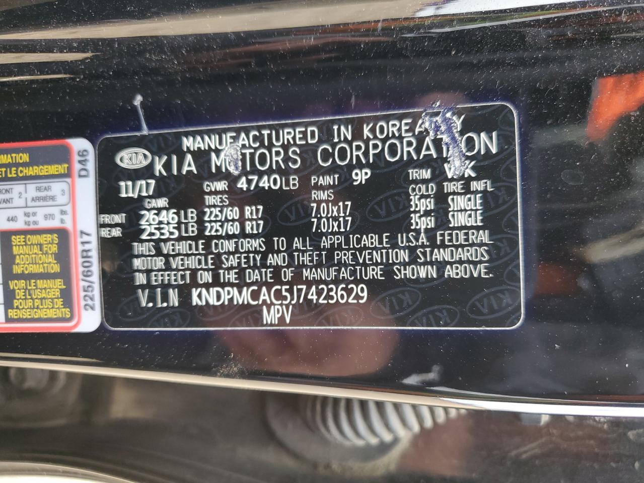 KNDPMCAC5J7423629 2018 Kia Sportage Lx