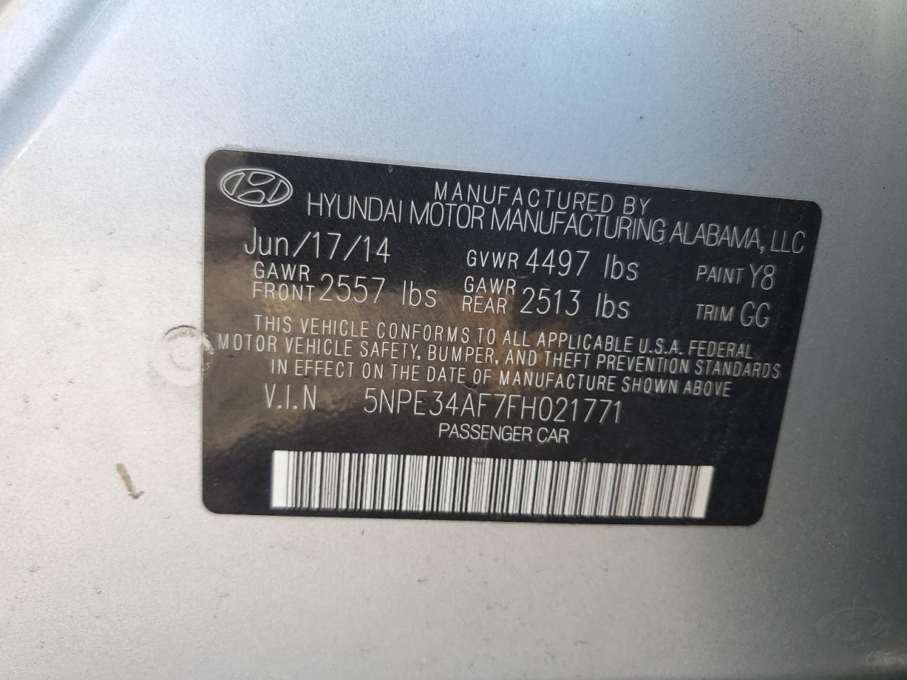 5NPE34AF7FH021771 2015 Hyundai Sonata Sport