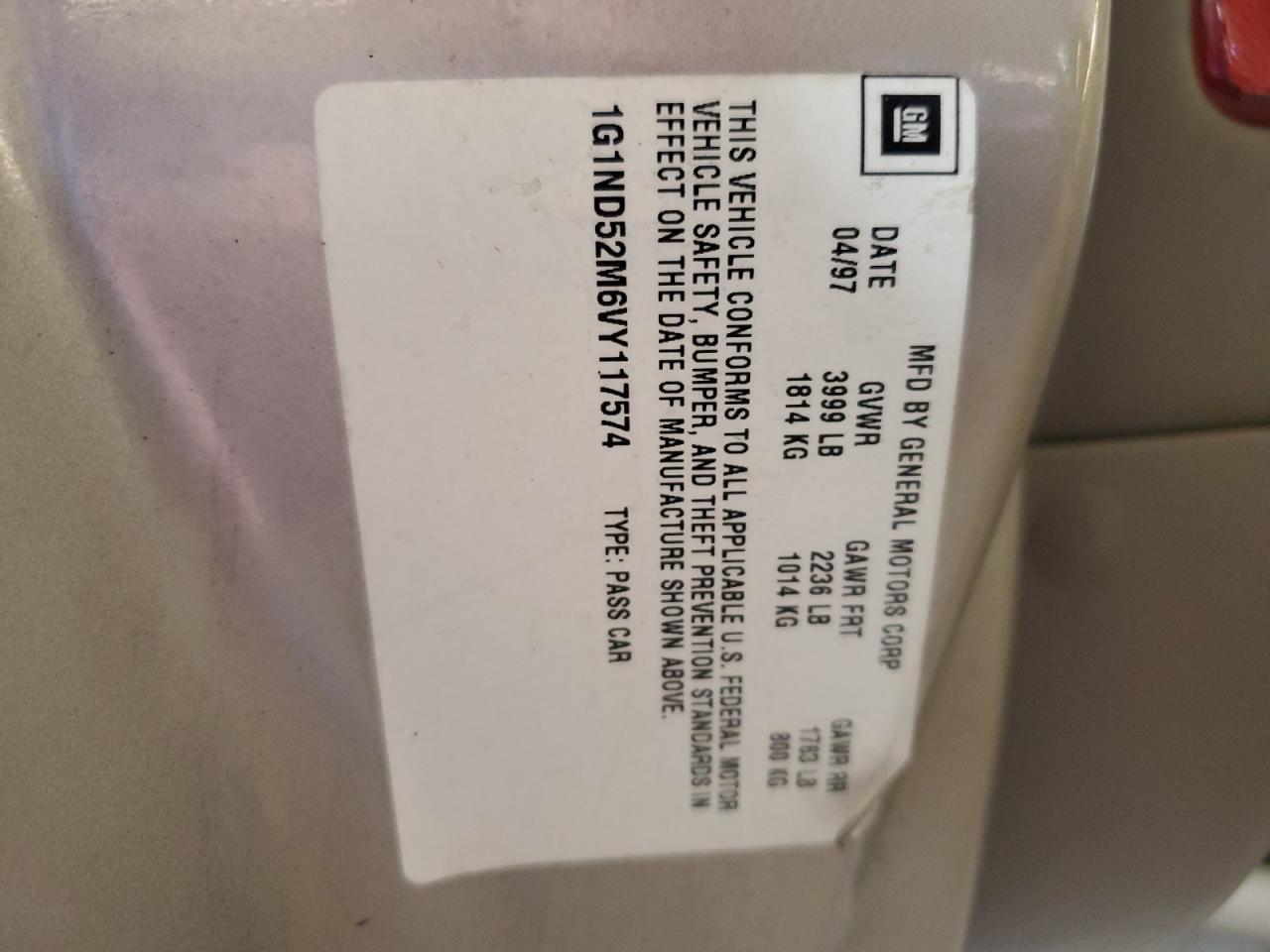 1997 Chevrolet Malibu VIN: 1G1ND52M6VY117574 Lot: 56207504