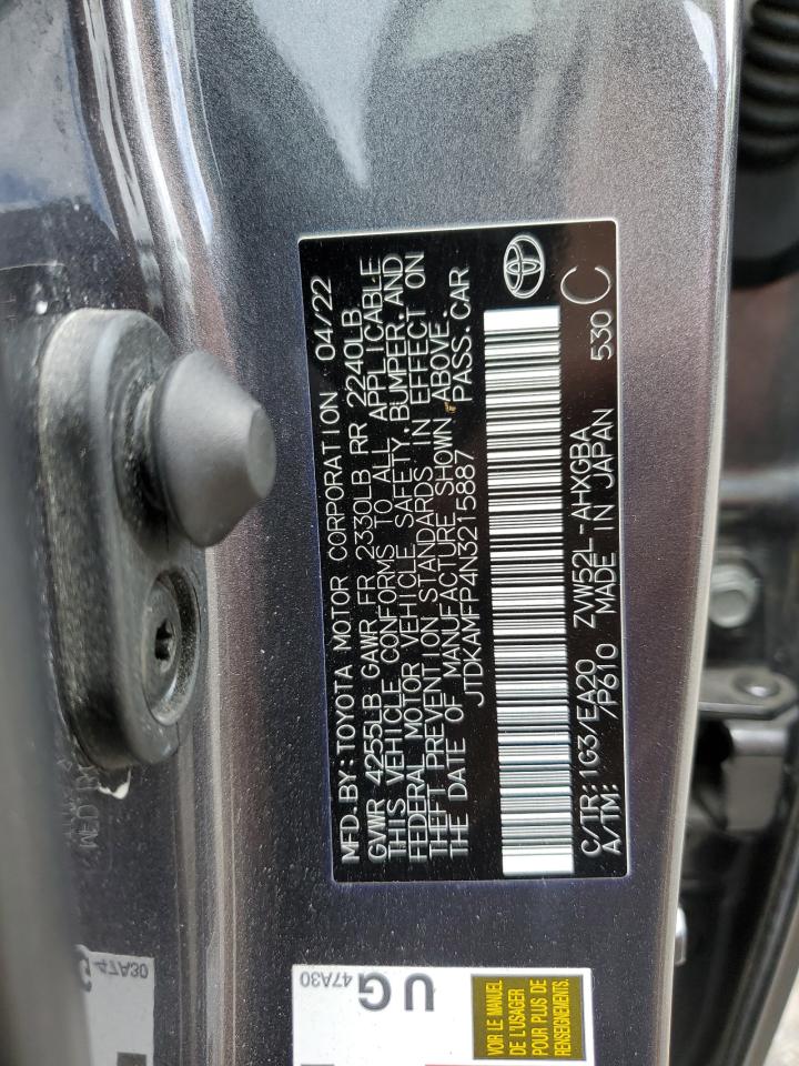 2022 Toyota Prius Prime Le VIN: JTDKAMFP4N3215887 Lot: 60298864