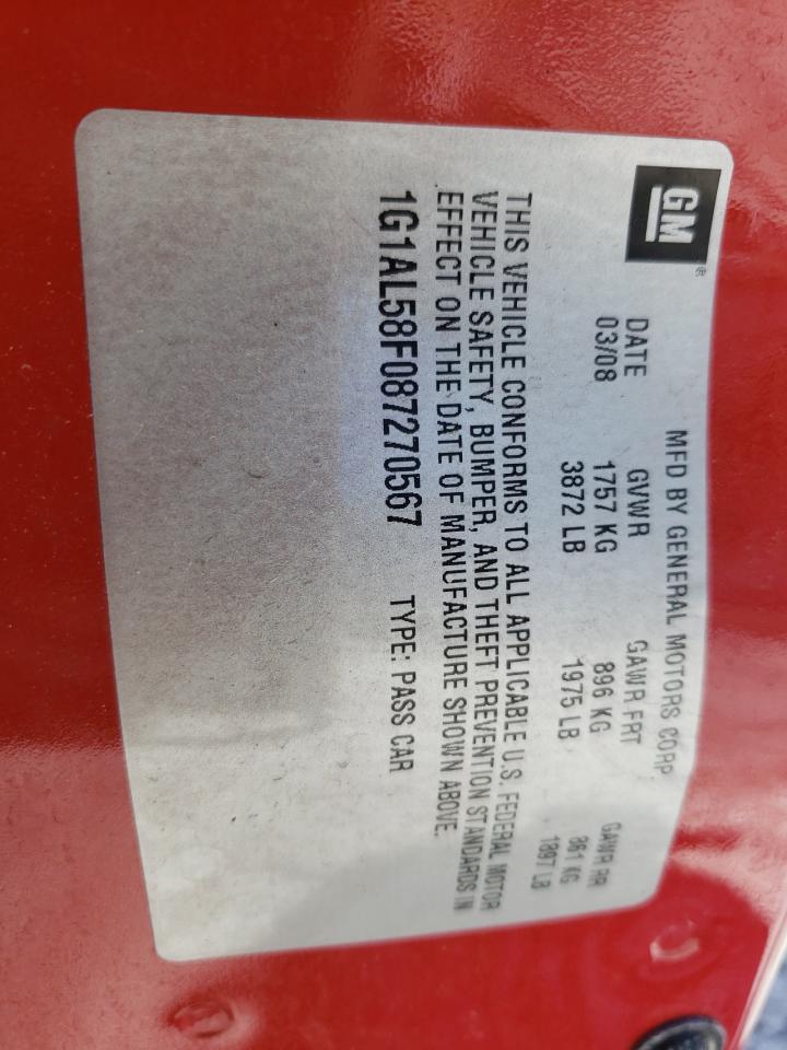 2008 Chevrolet Cobalt Lt VIN: 1G1AL58F087270567 Lot: 60593794