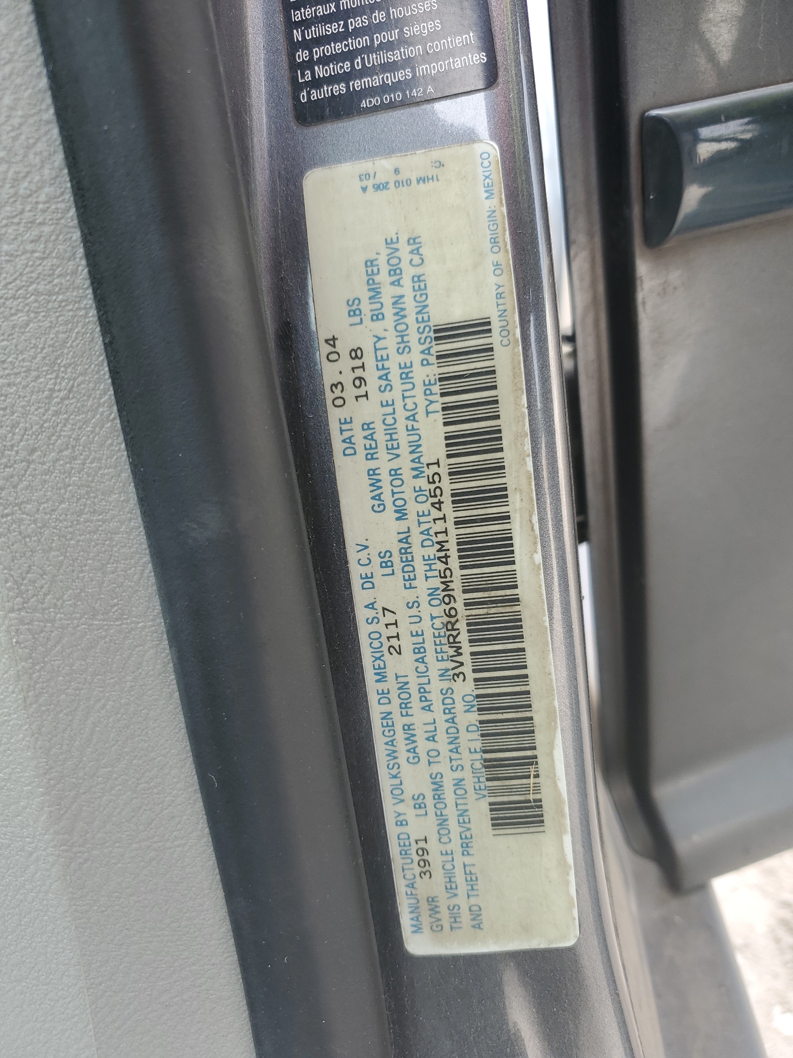 3VWRR69M54M114551 2004 Volkswagen Jetta Gl Tdi