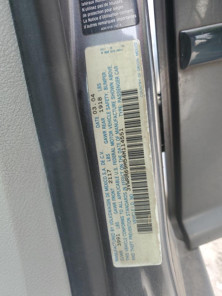 2004 Volkswagen Jetta Gl Tdi VIN: 3VWRR69M54M114551 Lot: 60301444