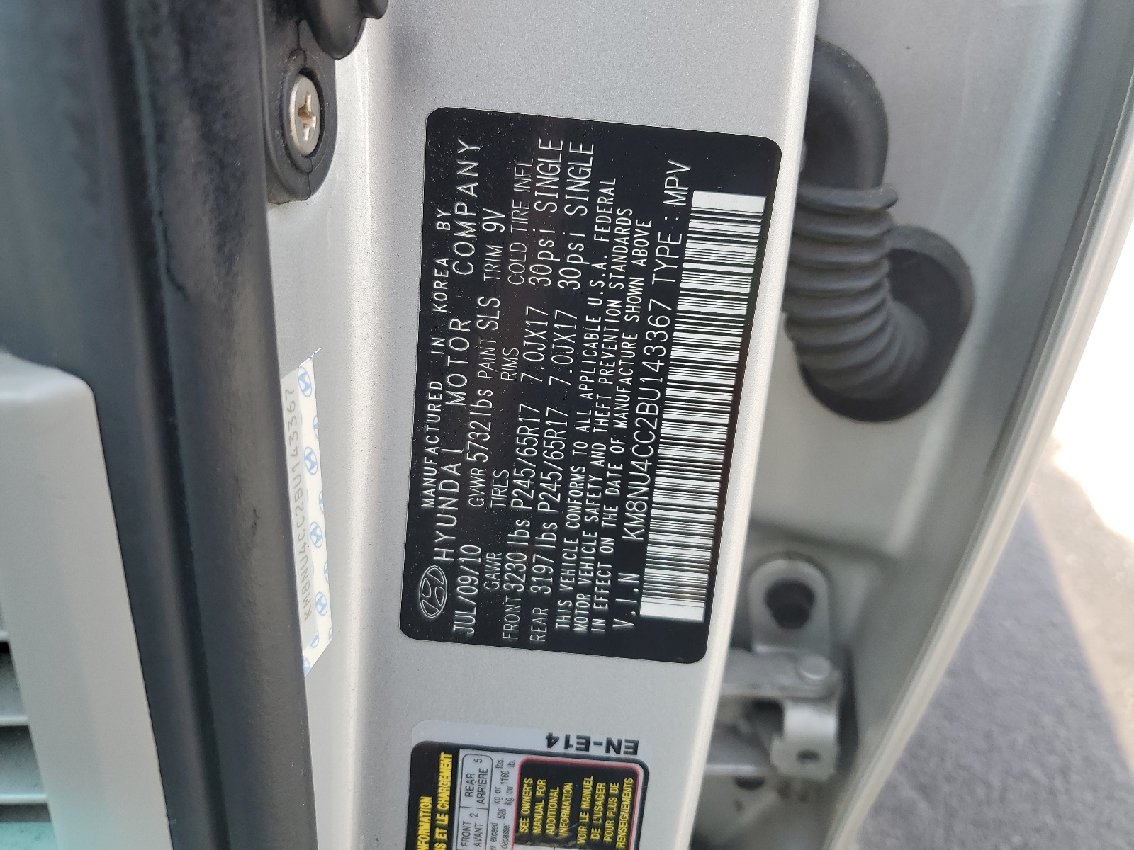 KM8NU4CC2BU143367 2011 Hyundai Veracruz Gls