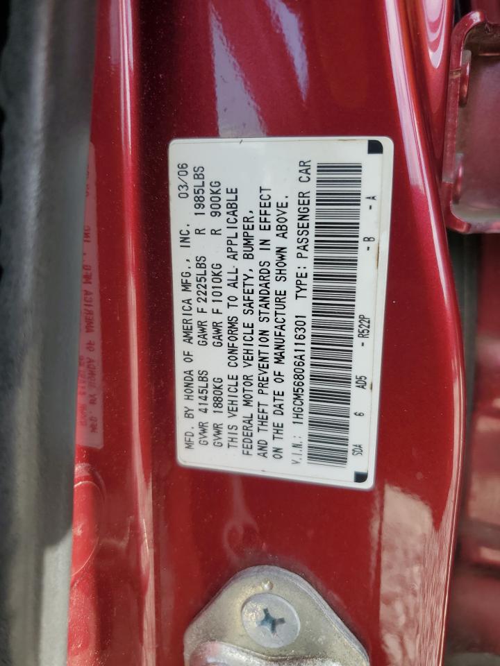 2006 Honda Accord Ex VIN: 1HGCM56806A116301 Lot: 59920784