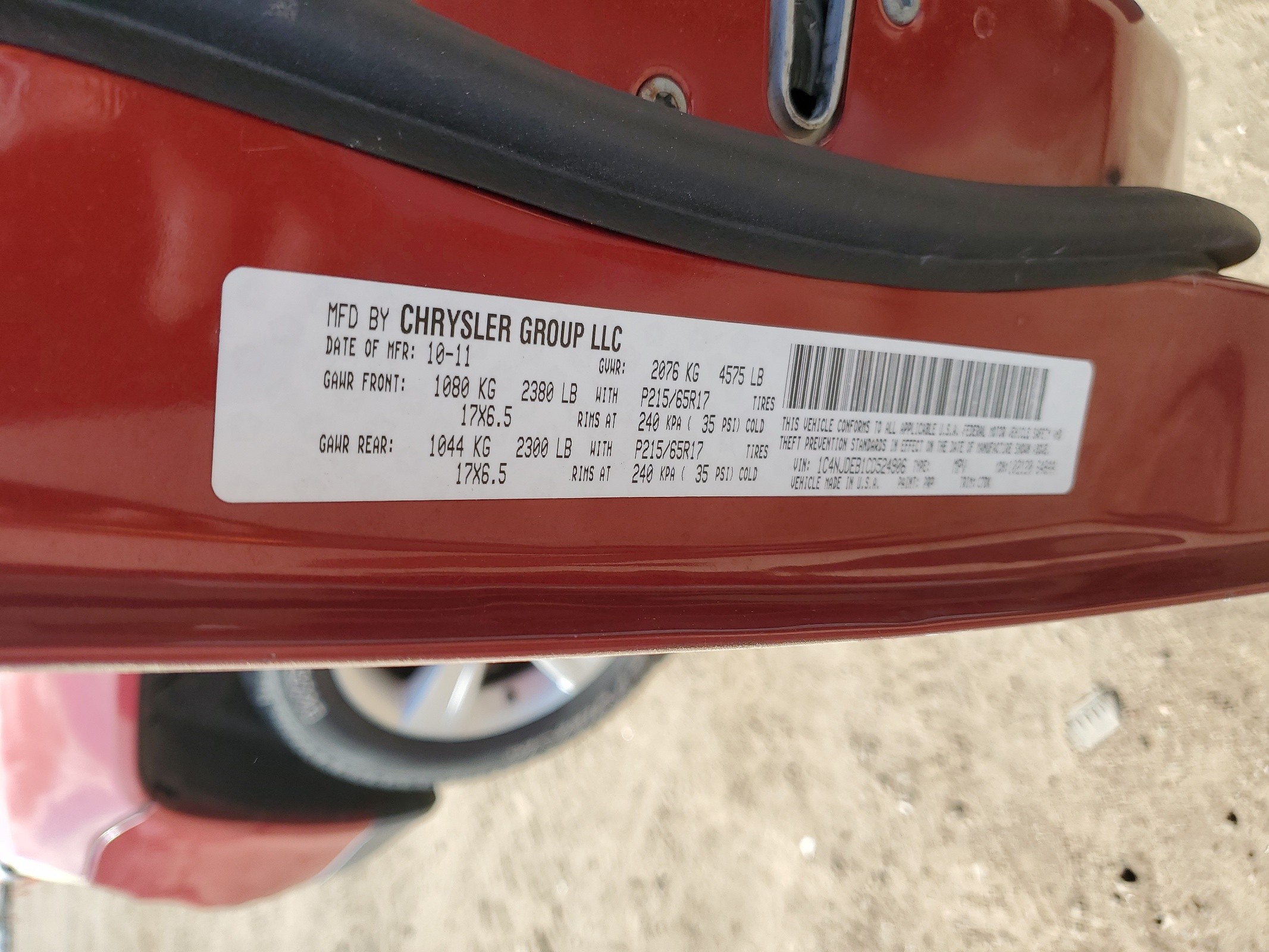 1C4NJDEB1CD524906 2012 Jeep Compass Latitude