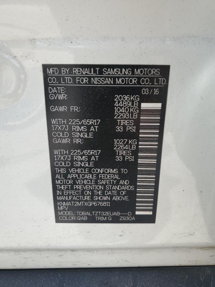 2016 Nissan Rogue S VIN: KNMAT2MTXGP676811 Lot: 60084924