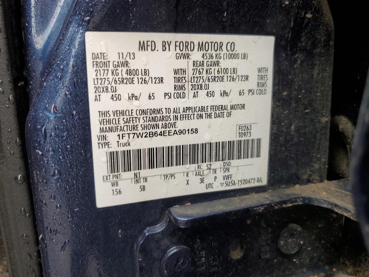 1FT7W2B64EEA90158 2014 Ford F250 Super Duty