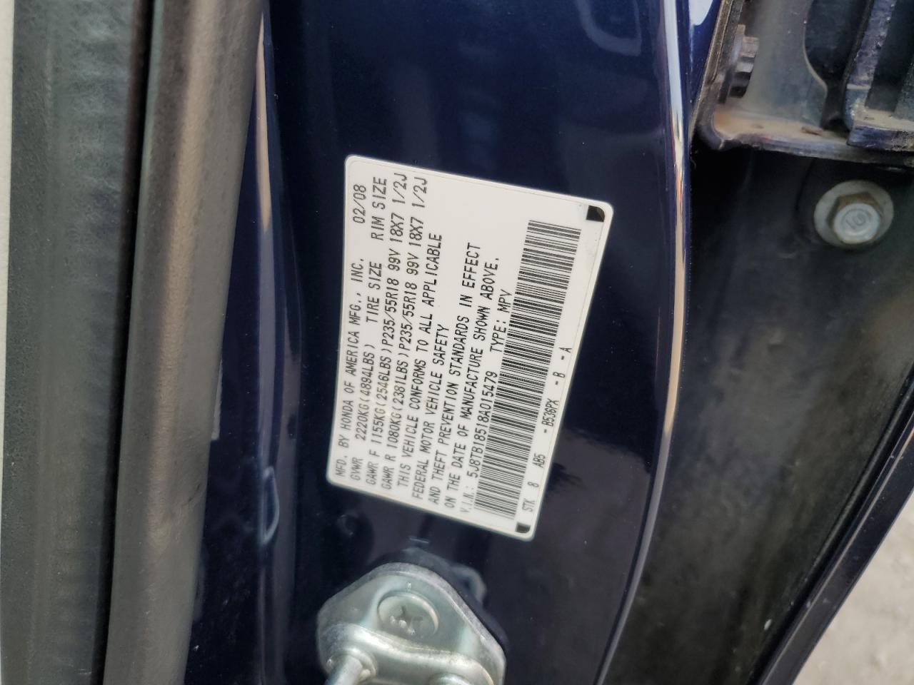 5J8TB18518A015479 2008 Acura Rdx Technology