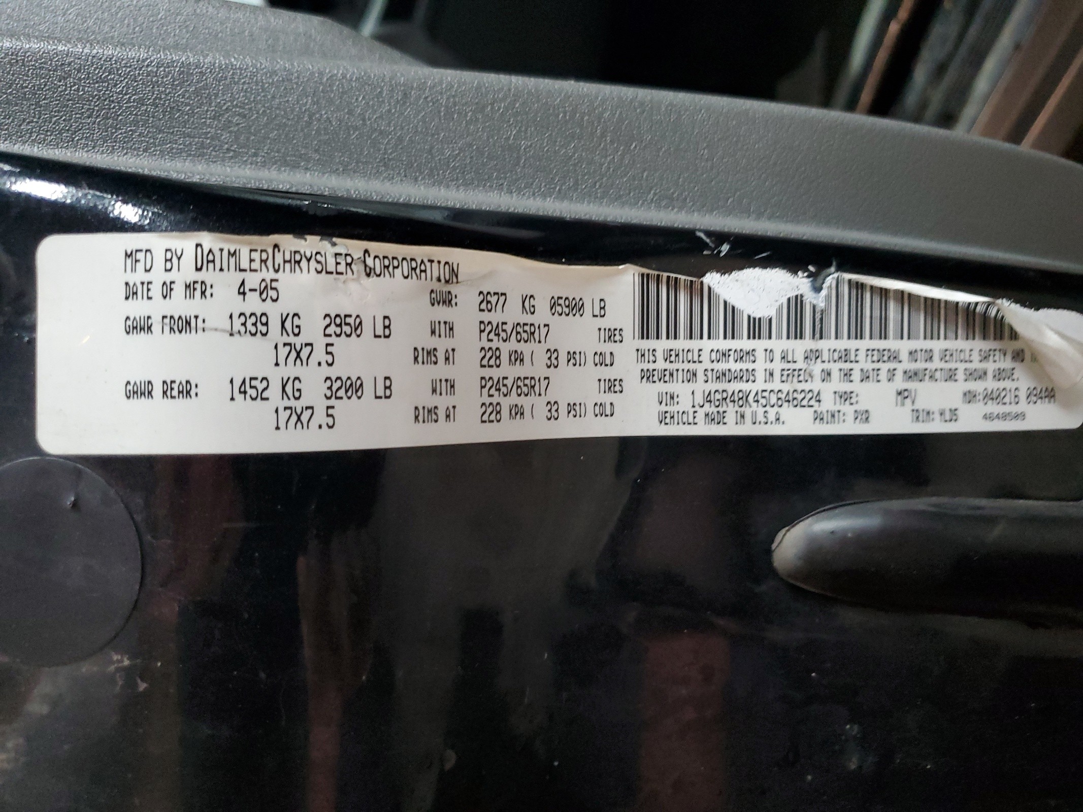 1J4GR48K45C646224 2005 Jeep Grand Cherokee Laredo